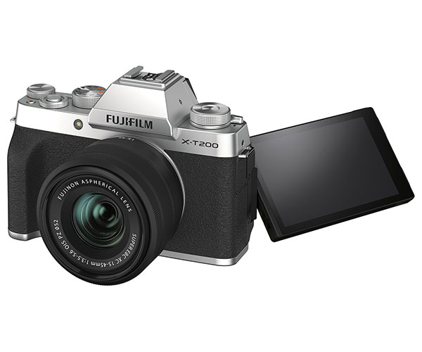 Fujifilm X-T200 forsiden med vippet skærm